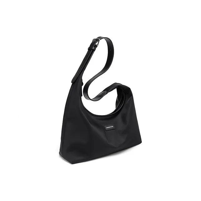 MAKEUP KITTEN Nylon Fabric Shoulder Bag Moon-Shaped Bag Dumpling Bag Shoulder Bag Regular Women's Black/Apricot-1