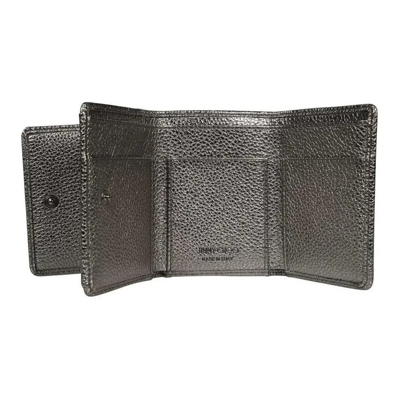 Jimmy Choo Metal Patchwork Leather Wallet Women's Gunmetal/Deep Silver-2