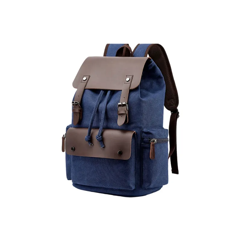 ALNI BITTON Fabric Bonded Microfiber Synthetic Leather Backpack Regular Men's Blue/Army Green/Khaki/Coffee/Black-0