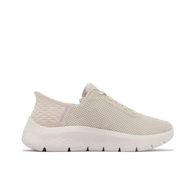 Skechers Go Walk Fle Hands Free Slip Ins Abrasion Resistant Breathable Low Top Casual Shoes Women's Beige Yellow-1