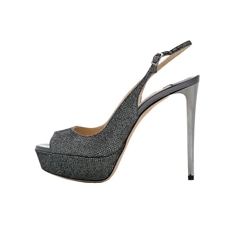 Jimmy Choo Selma Strap Sandals 12cm Women's Gray-0