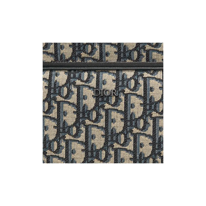 DIOR Oblique Jacquard Fabric Crossbody Bag, Shoulder Bag Men's Beige & Black-4