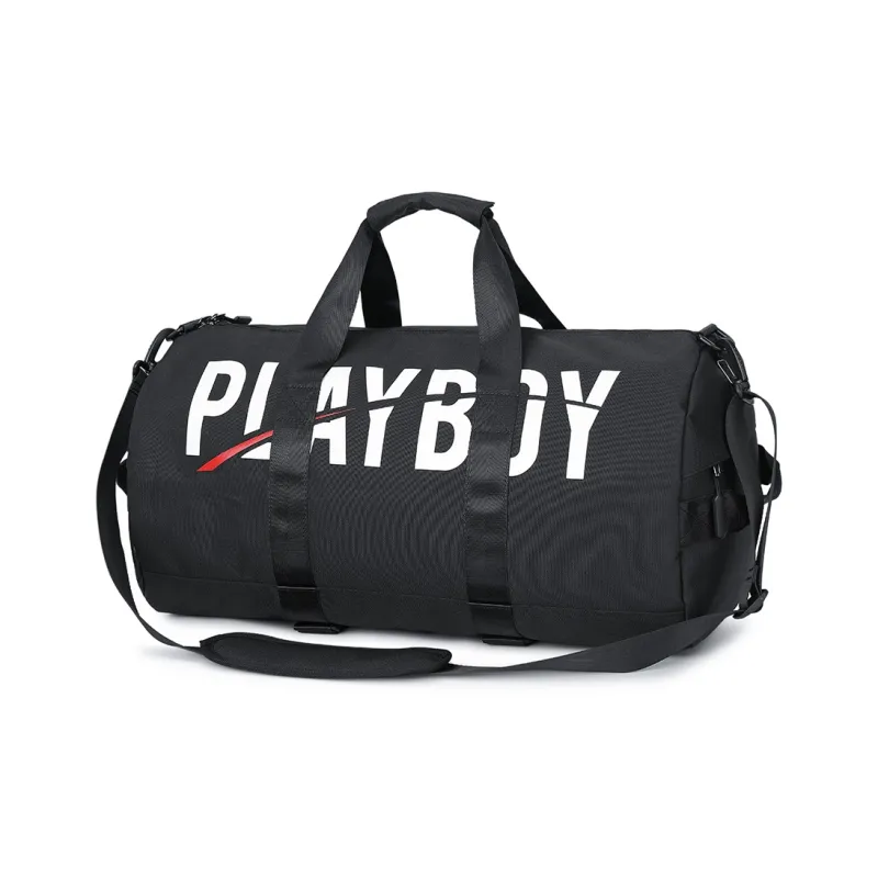 Playboy Fabric Gym Bag, Portable Crossbody Bag, Travel Bag Tubas Men's Black-0