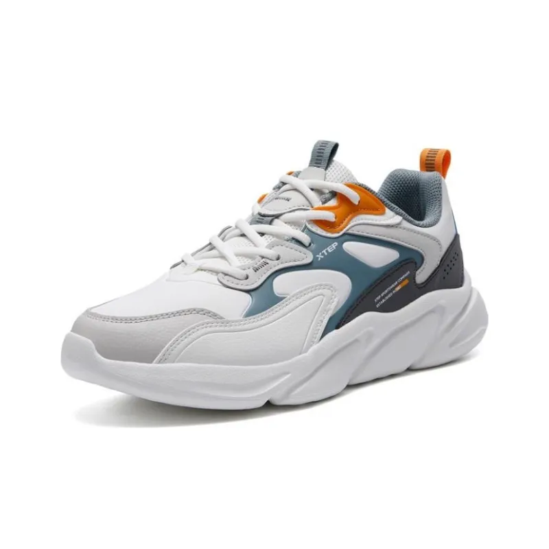 XTEP Lightning Chunky Sneakers Men Low Top White/Gray/Cyan-1
