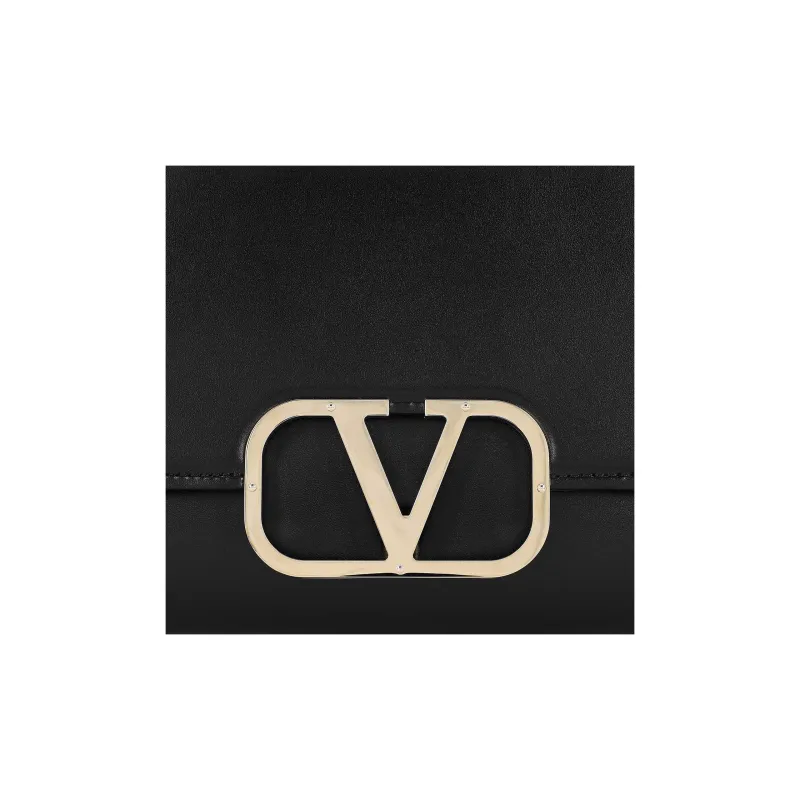 Valentino Vlogo Leather Flap Envelope Bag Shoulder Bag Women's Black-5