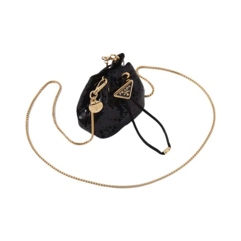 PRADA Satin One Shoulder Crossbody Clutches Mini Women's Black-0