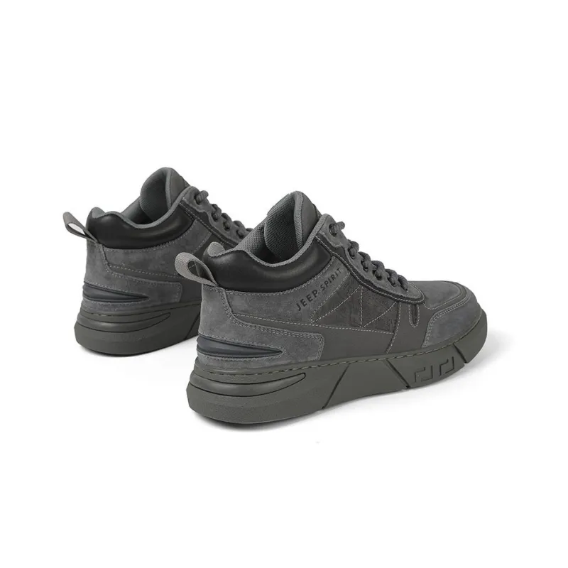 JEEP SPIRIT Slip Resistant, Abrasion Resistant, Waterproof, Lightweight Mid Top Casual Shoes Men's Climbing Gray-4