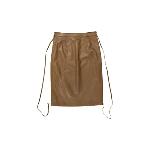 Burberry Leather Short Skirts Women's Brown