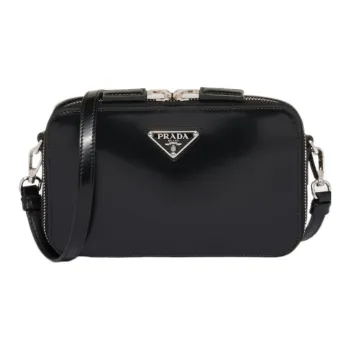 PRADA Brique Brushed Leather Shoulder Bag Crossbody Bag Regular Men's Black