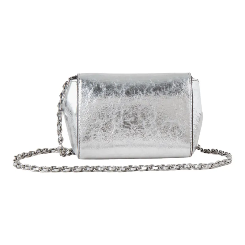 Mulberry Lily Leather Crossbody Bag, Shoulder Bag Mini Women's Silver-2