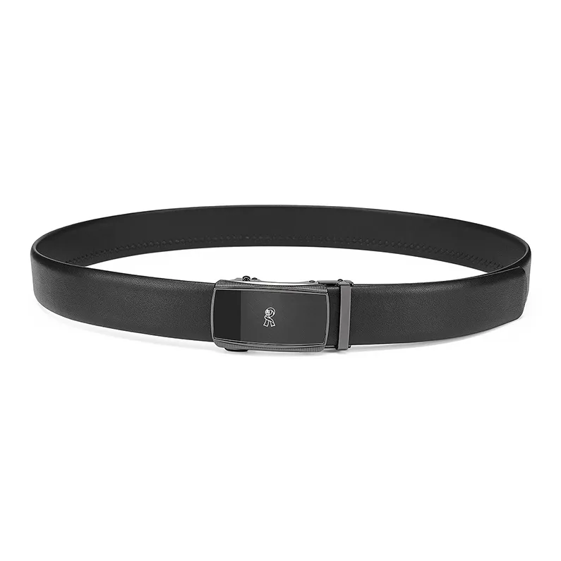 ROBERTA DI CAMERINO Brand Logo Automatic Buckle Top Grain Cow Leather Belts Men's Black 3.5cm-4