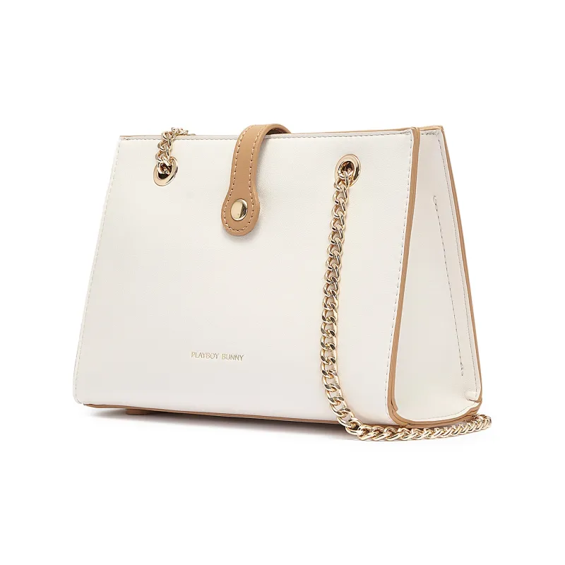 Playboy Synthetic Leather Crossbody Bag Tubas Women's Ecru-4