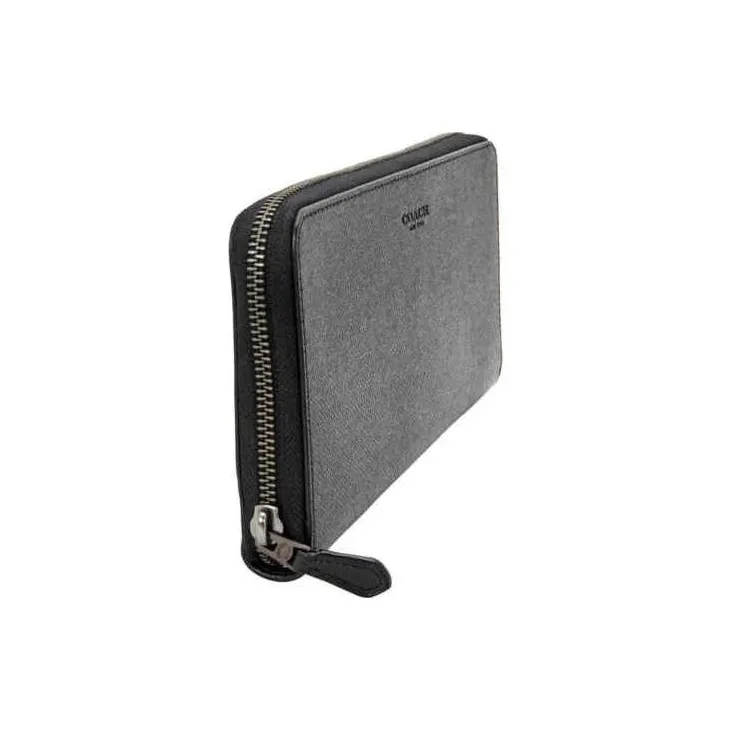 COACH Cross-Stitch Leather Wallet Men's Black-1
