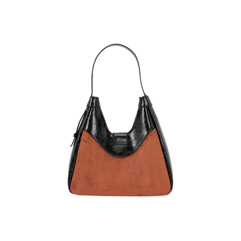VENOF Cow Leather Shoulder Bag Women's Sand Velvet Brown/Bar Coffee-12
