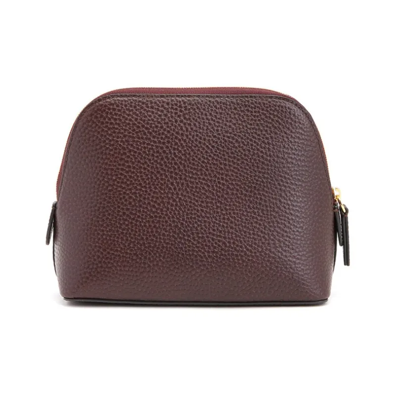 Mulberry Cow Leather Makeup Bag Women's Brown-3