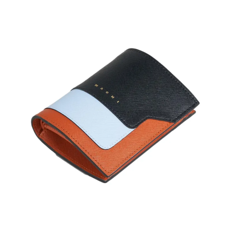 MARNI Calfskin Wallet Regular Women's Black & Colorful Blue & Chili Red-4