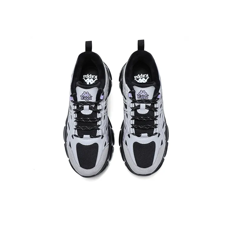 Kappa Lightweight Wear Resistant And Slip Resistant Low Top Chunky Sneakers Women's Gray Black Purple-3