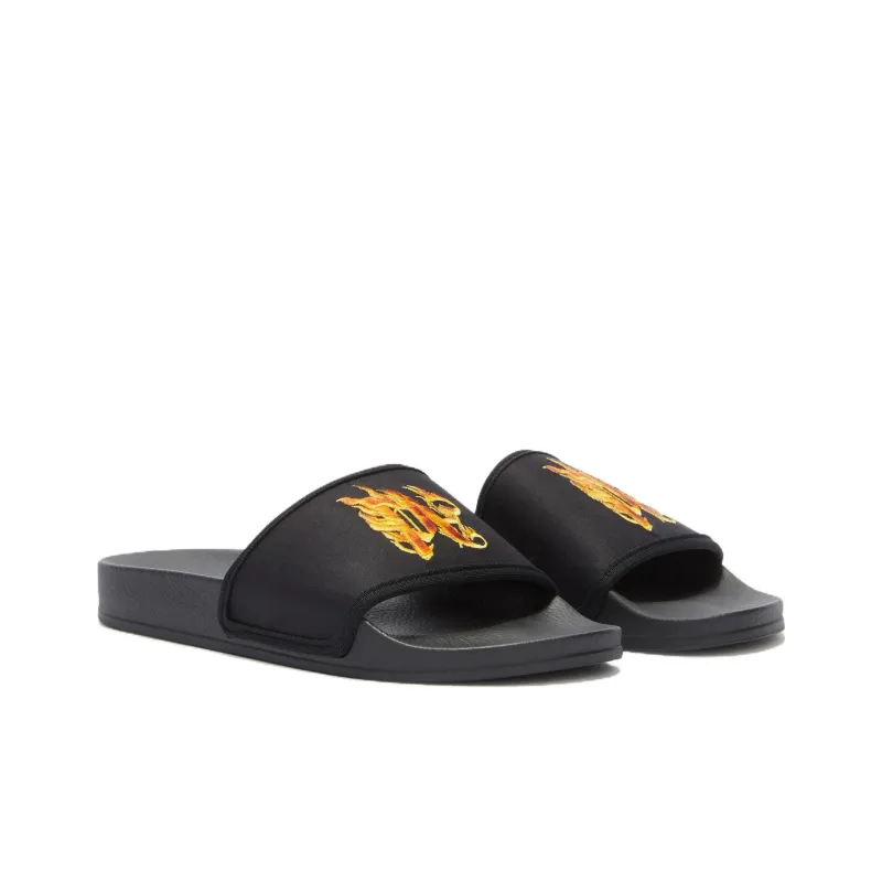 PALM ANGELS Monogram Pool Sliders Black-2