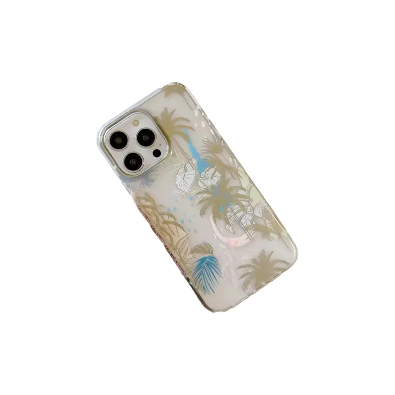 Yule Solid Color Phone Cases Compatible With Apple 15/14/13 Pro Max/Pro Gilded Floral Individual Impact Resistant-1