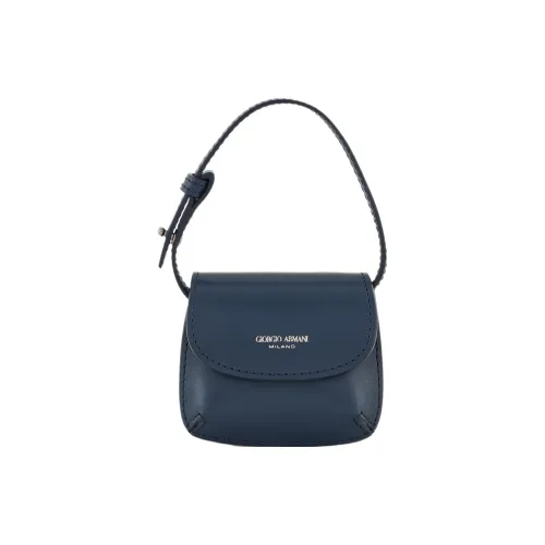 GIORGIO ARMANI Cow Leather Hanging Ornament Bag Merch Women's Blue