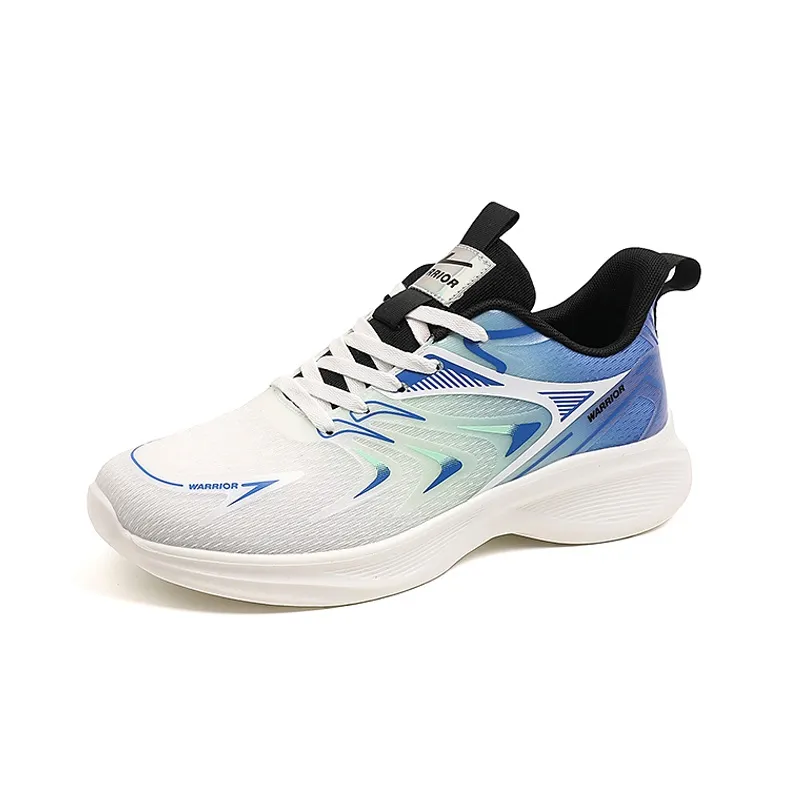 Warrior Low Top Running Shoes Men's White Blue Green-1