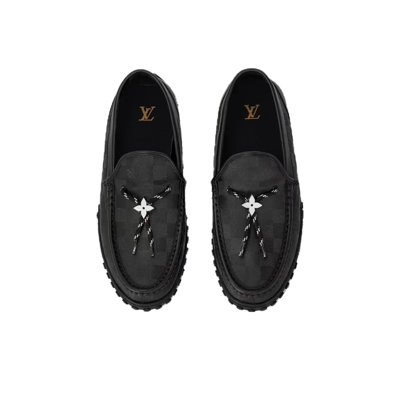 LOUIS VUITTON Racer Gommino Loafers Men's Black-3