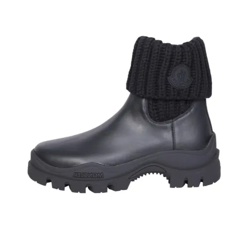 Moncler Larue Ribbed-knit Leather Boots