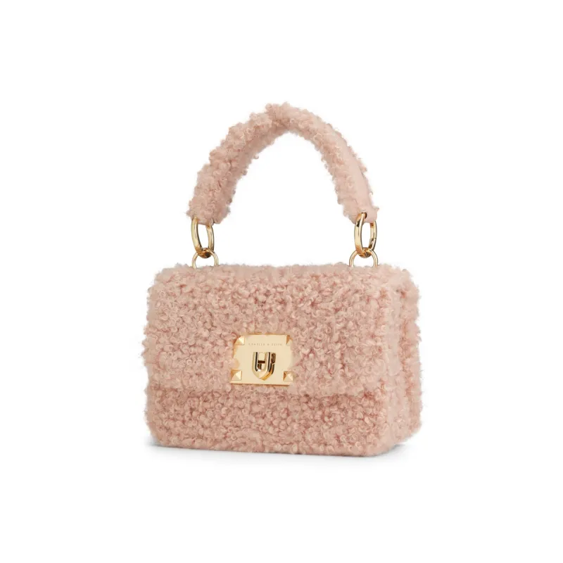 CHARLES&KEITH Fabric Small CK Bag Small Square Bag Handbag Crossbody Bag Small Size Women's Pink Pink/Camel Camel-1