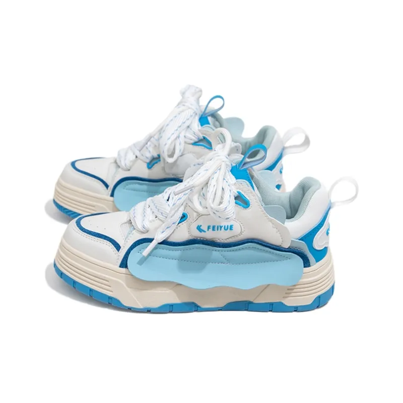 Feiyue Low Top Skateboard Shoes Women's White Blue-2