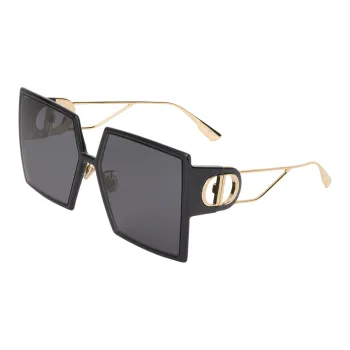 DIOR Plate Frame With Metal And Plate Square Sunglasses Unisex Black