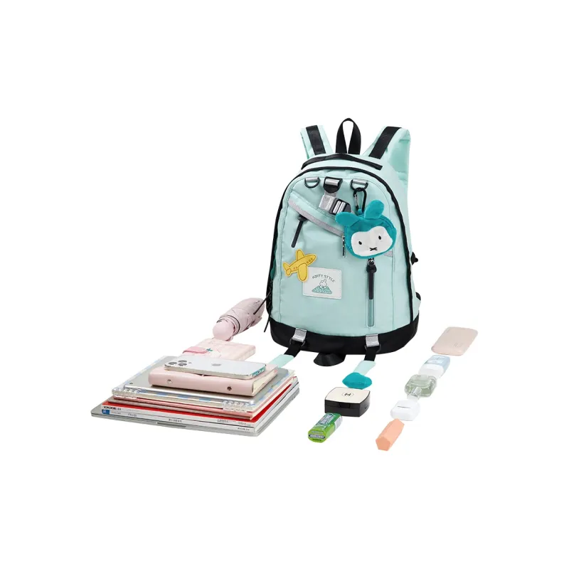Miffy Nylon Fabric Backpack Large Size Women's Light Green/Pink-5