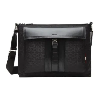 BALLY Nylon And Leather Reporter Bag Crossbody Bag Shoulder Bag Men's Black