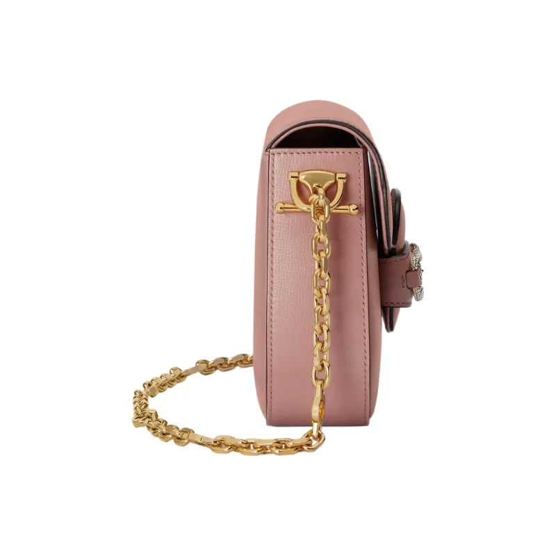 GUCCI Horsebit 1955 Leather Shoulder Bag Mini Women's Pink-2