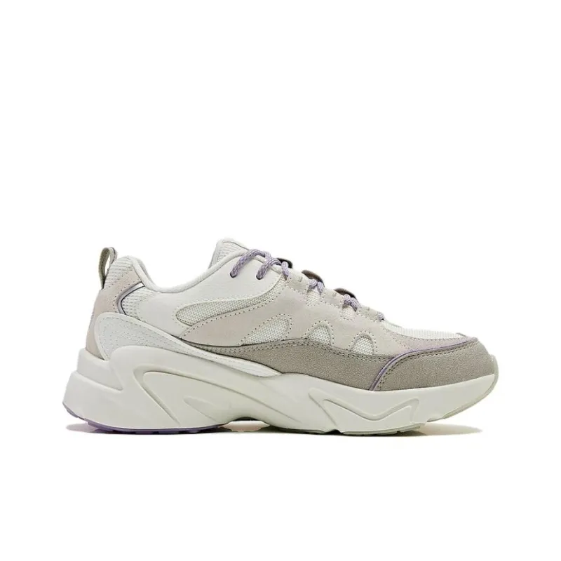 QIAODAN Anti Slip Wear Resistant Low Top Chunky Sneakers Women's Cream White-1