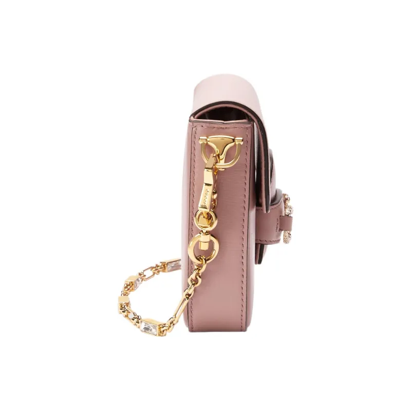 GUCCI Horsebit 1955 Leather Crossbody Bag, Shoulder Bag Mini Women's Light Pink-3