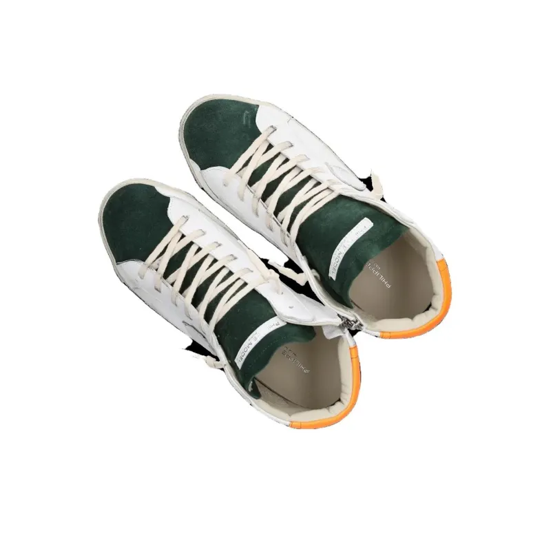PHILIPPE MODEL Prs High-Top Skateboard Shoes Men's White Green-2