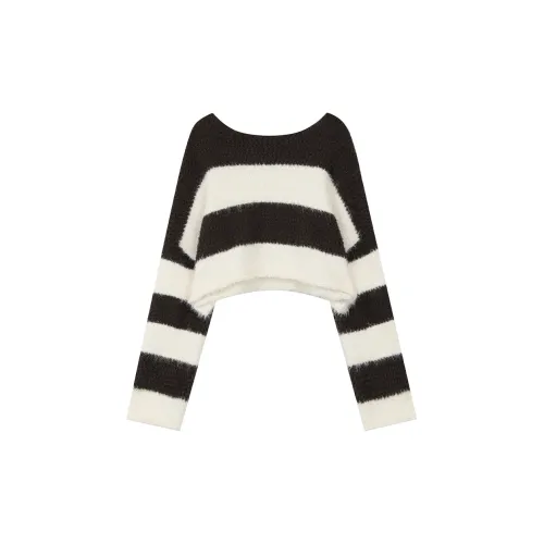 ELF SACK Sweaters Women's Coffee And White Striped