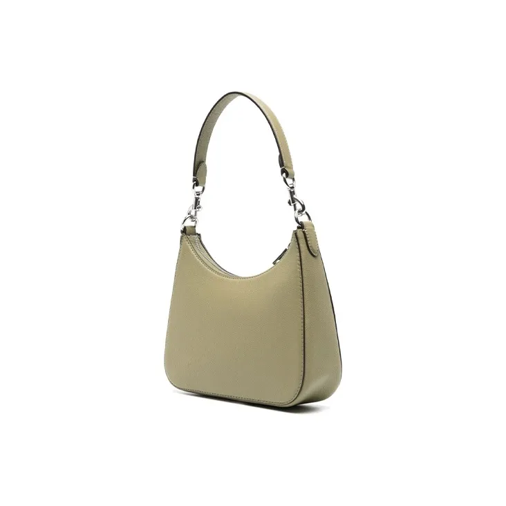 COACH Hobo Cross Grain Leather With Coated Canvas Shoulder Bag, Crossbody Bag, Handbag Women's Green-2
