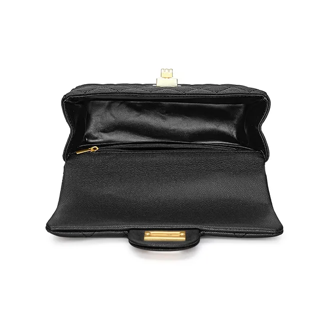 Playboy Top Grain Cow Leather Shoulder Bag, Handbag Medium Size Women's Black/Pink-3