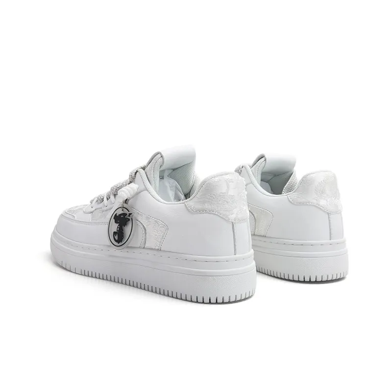 Jifffly Anti-Slip Wear-Resistant Low-Top Skateboard Shoes Unisex White Silk-4