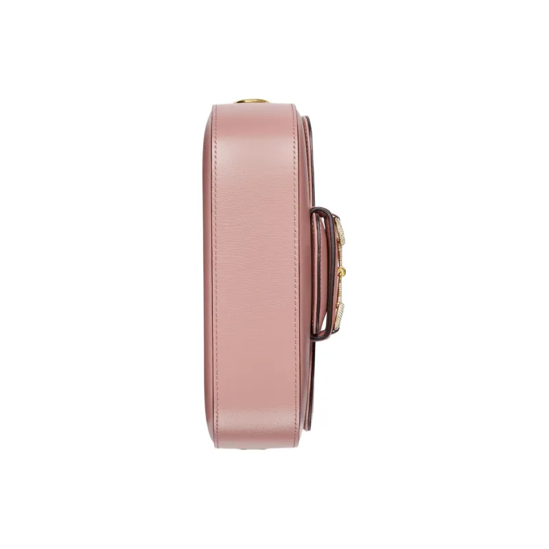 GUCCI Horsebit 1955 Leather Shoulder Bag Mini Women's Pink-4