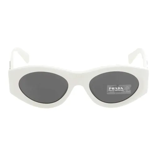 PRADA Plastic Acetate Irregular Shape Sunglasses Women's White