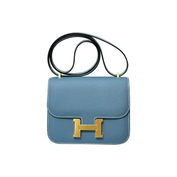 HERMES Constance Epsom Leather Crossbody Bag, Shoulder Bag Mini Women's Blue