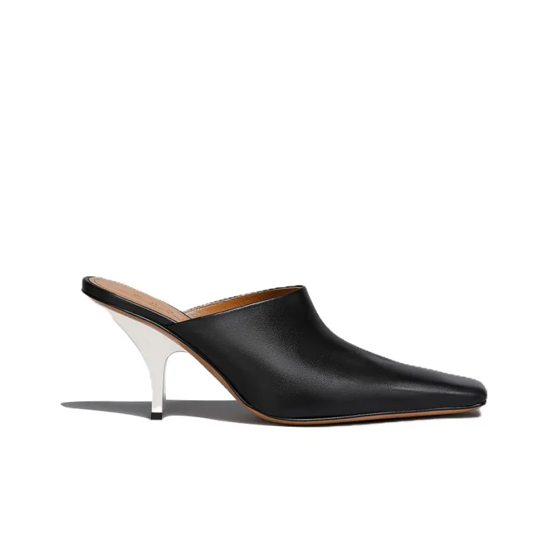 MARNI Square-toe Heeled Leather Mules-1
