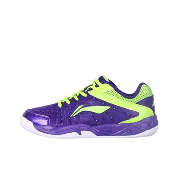 LiNing Blitzkrieg Cushioned Slip Resistant Abrasion Resistant Low Top Badminton Shoes Women's Purple Green