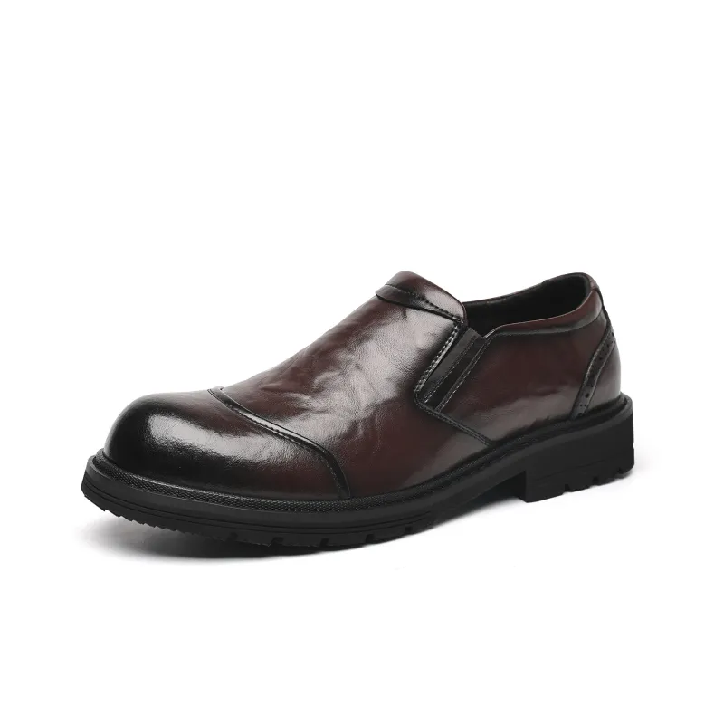 LUOGOKS Men's Casual Shoes Men Low Top Black/Brown-10