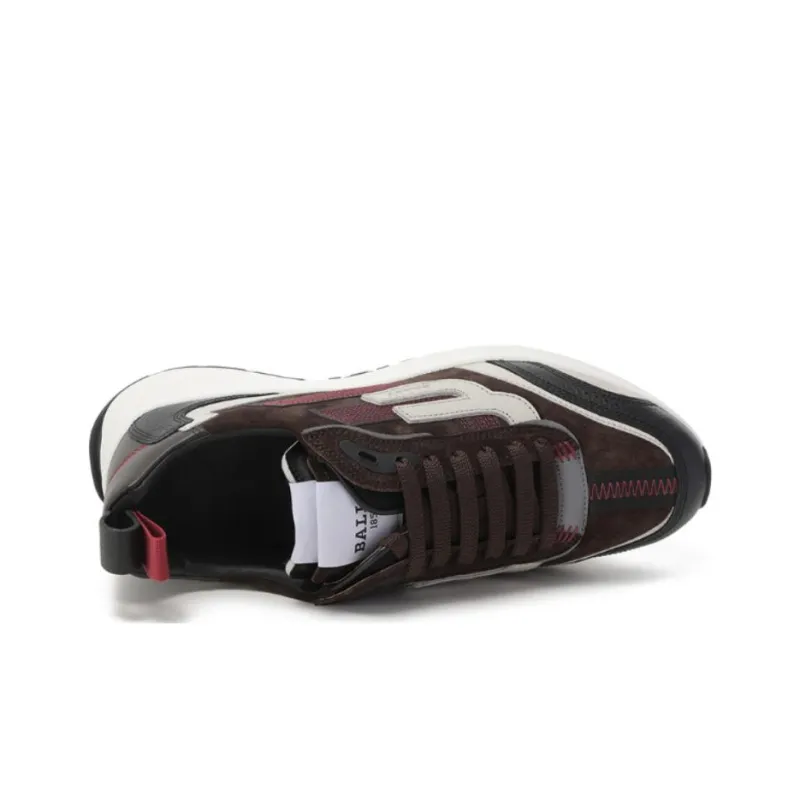 BALLY Outline Collection Breathable Low Top Casual Shoes Men's Black, Gray, & Brown Multicolor-4