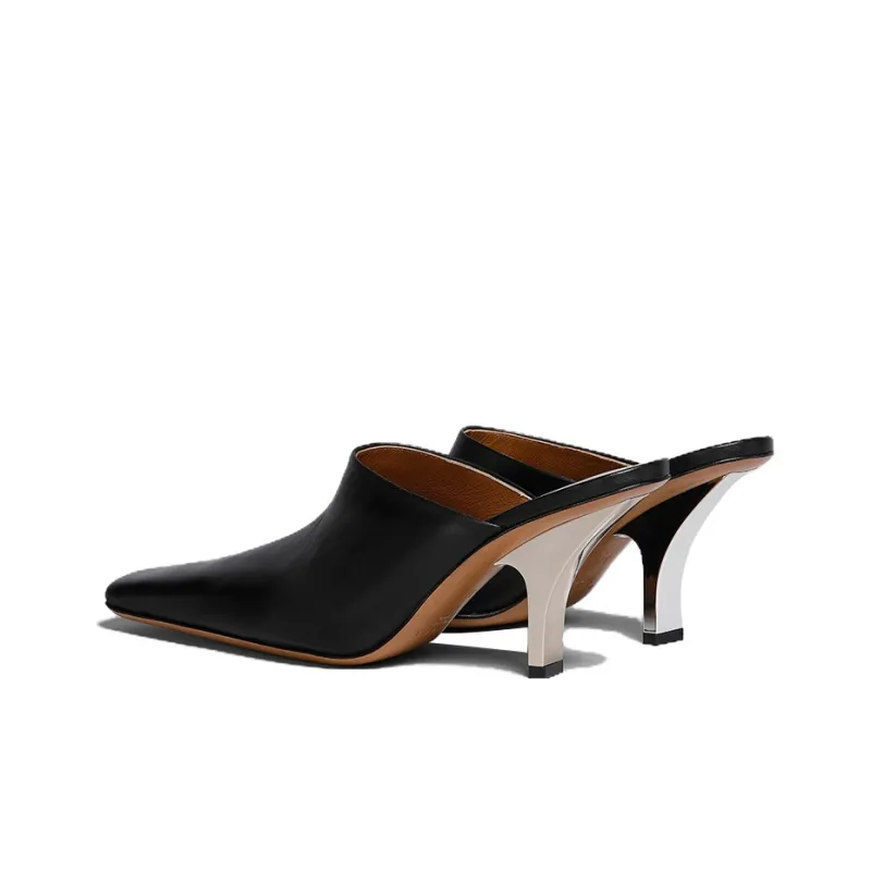 MARNI Square-toe Heeled Leather Mules-3