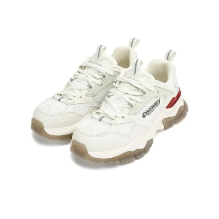 Discovery Expedition Cushioning Wear Resistant Low Top Chunky Sneakers Unisex Beige Red-1