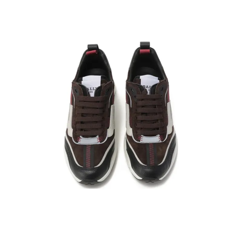 BALLY Outline Collection Breathable Low Top Casual Shoes Men's Black, Gray, & Brown Multicolor-3
